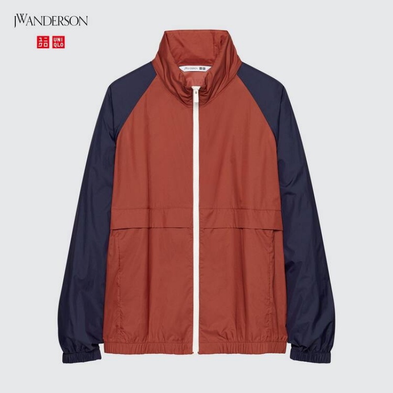 Men's Uniqlo Jw Anderson Colour Block Uv Protection Parka Red | ELGZ-98724