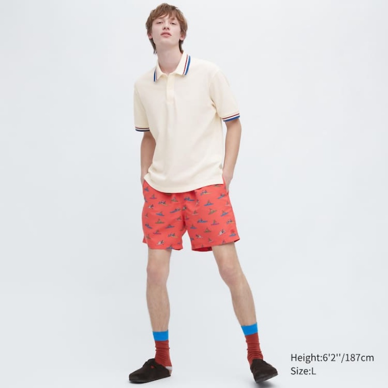 Men's Uniqlo Jw Anderson Rowing Print Active Utility Shorts Red | HRMA-96873