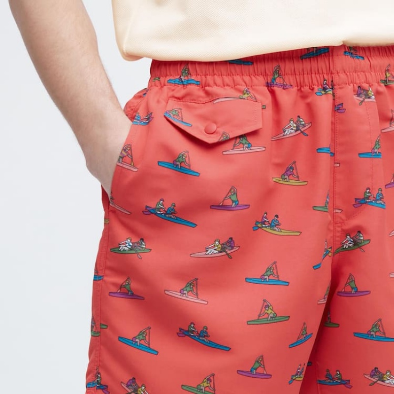 Men's Uniqlo Jw Anderson Rowing Print Active Utility Shorts Red | HRMA-96873