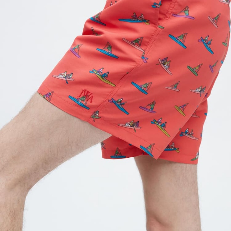 Men's Uniqlo Jw Anderson Rowing Print Active Utility Shorts Red | HRMA-96873