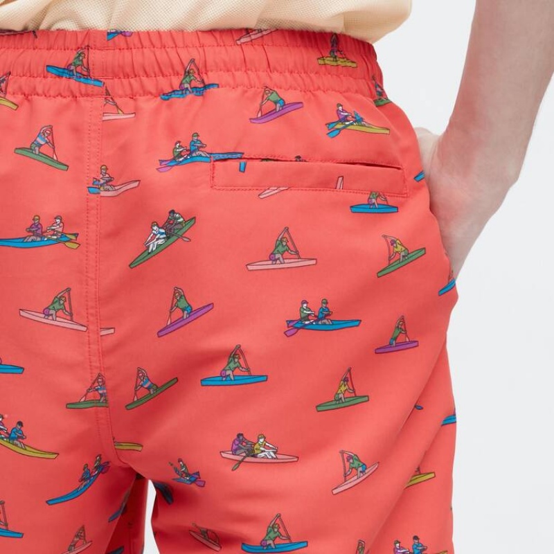 Men's Uniqlo Jw Anderson Rowing Print Active Utility Shorts Red | HRMA-96873