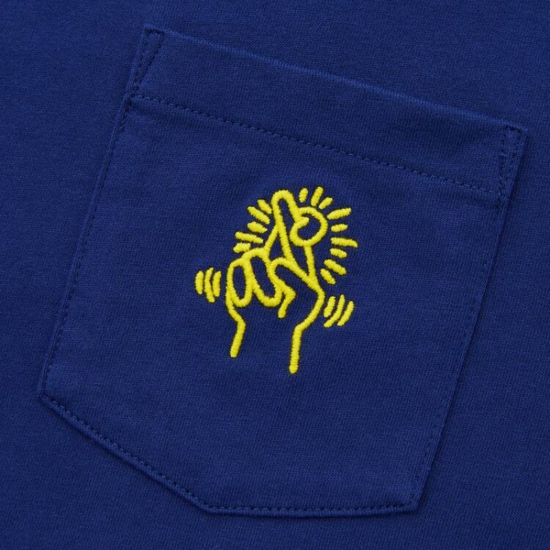 Men's Uniqlo Keith Haring Ut Graphic T Shirts Blue | XOHG-30951