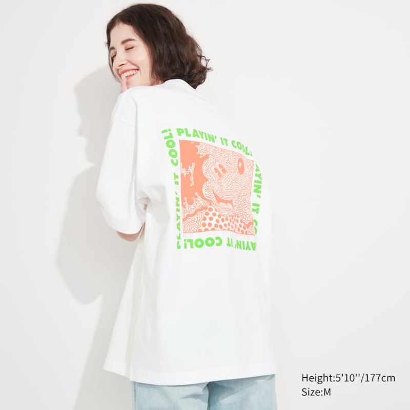 Men's Uniqlo Mickey X Keith Haring Ut Graphic T Shirts White | FZNK-27945