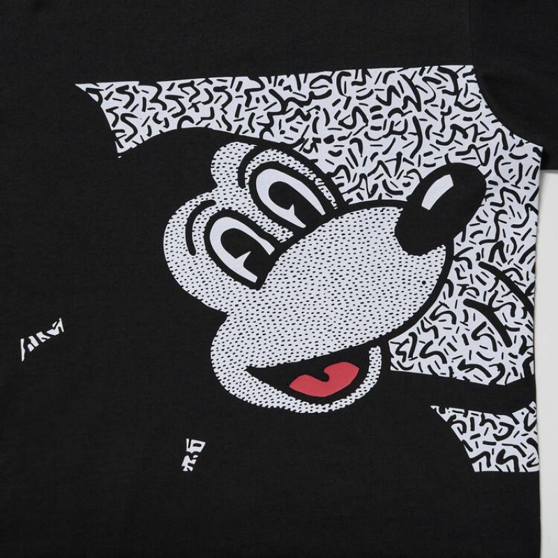 Men's Uniqlo Mickey X Keith Haring Ut Graphic T Shirts Black | TELN-12736