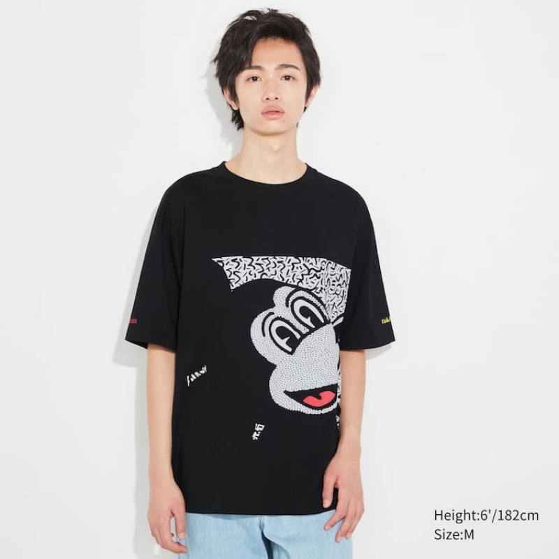 Men's Uniqlo Mickey X Keith Haring Ut Graphic T Shirts Black | TELN-12736