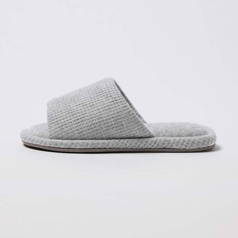 Men's Uniqlo Open Toe Waffle Slippers Grey | SQVF-89160