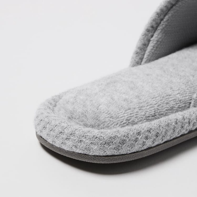 Men's Uniqlo Open Toe Waffle Slippers Grey | SQVF-89160