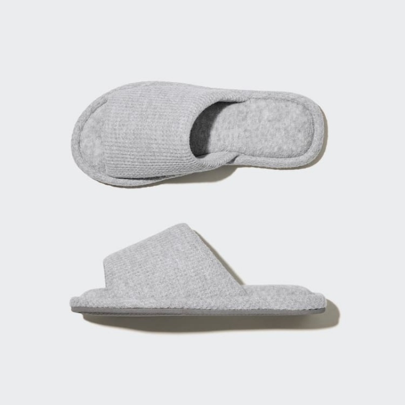 Men\'s Uniqlo Open Toe Waffle Slippers Grey | SQVF-89160