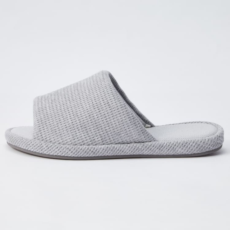 Men's Uniqlo Open Toe Waffle Slippers Grey | GVBU-47965