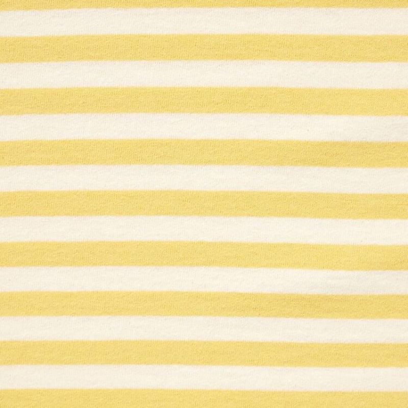 Men's Uniqlo Oversized Striped Half Sleeved T Shirts Yellow | YWOX-29638