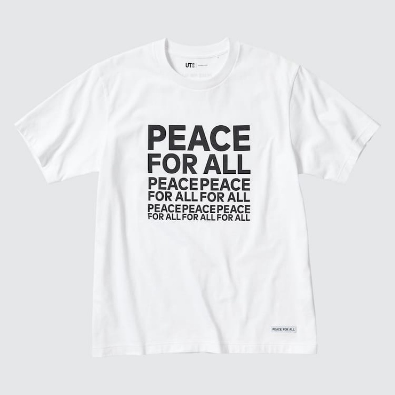 Men\'s Uniqlo Peace For All Ut Graphic (Kashiwa Sato) T Shirts White | QWND-89512