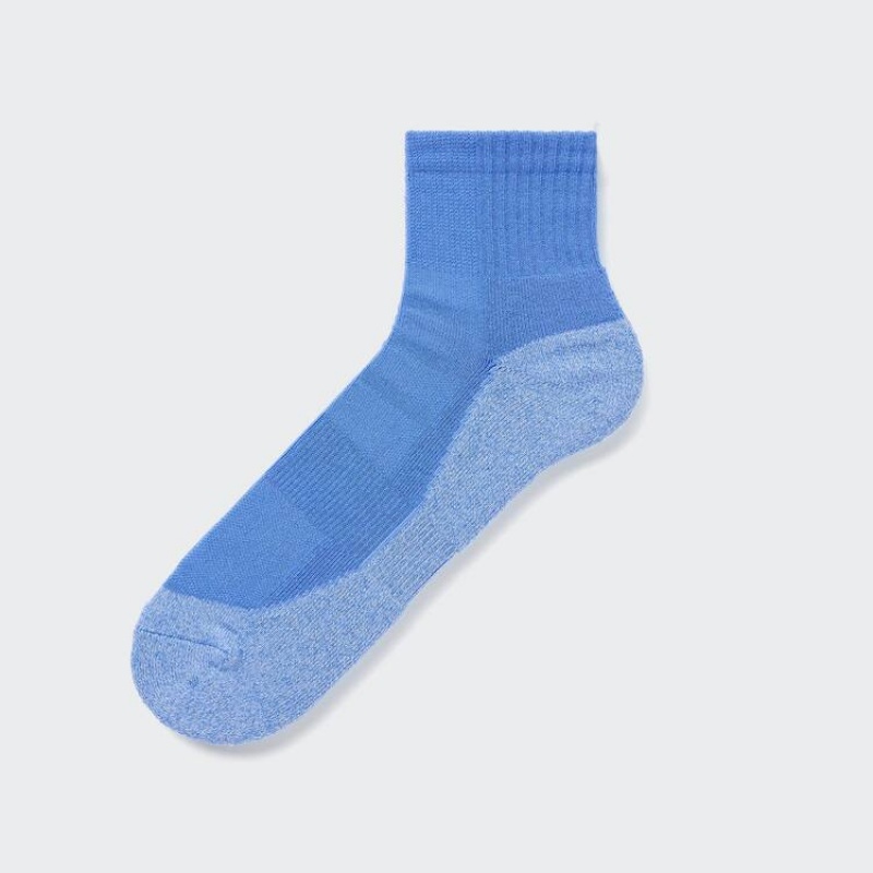 Men's Uniqlo Pile Colour Block Sports Half Socks Blue | MNBY-36198