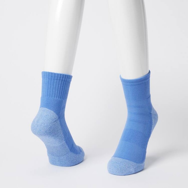 Men's Uniqlo Pile Colour Block Sports Half Socks Blue | MNBY-36198