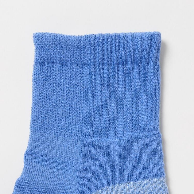 Men's Uniqlo Pile Colour Block Sports Half Socks Blue | MNBY-36198