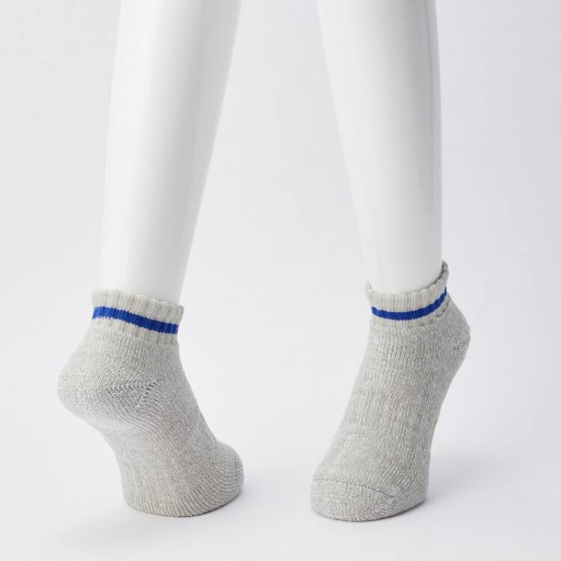 Men's Uniqlo Pile Plating Short Socks Grey | GKIU-62179