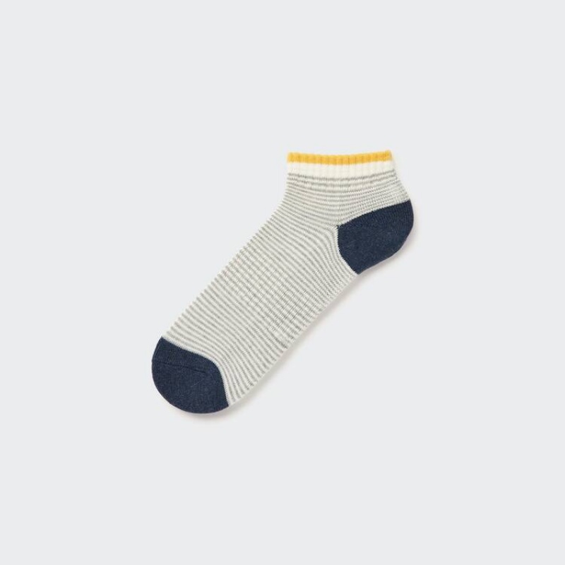 Men's Uniqlo Pile Striped Short Socks Grey | YMKT-73465