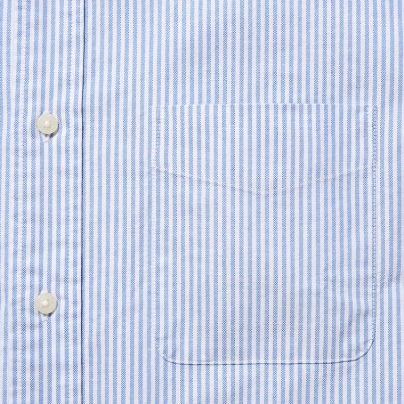 Men's Uniqlo Regular Fit Striped Oxford (Button-down Collar) Shirts Blue | EBFY-96805