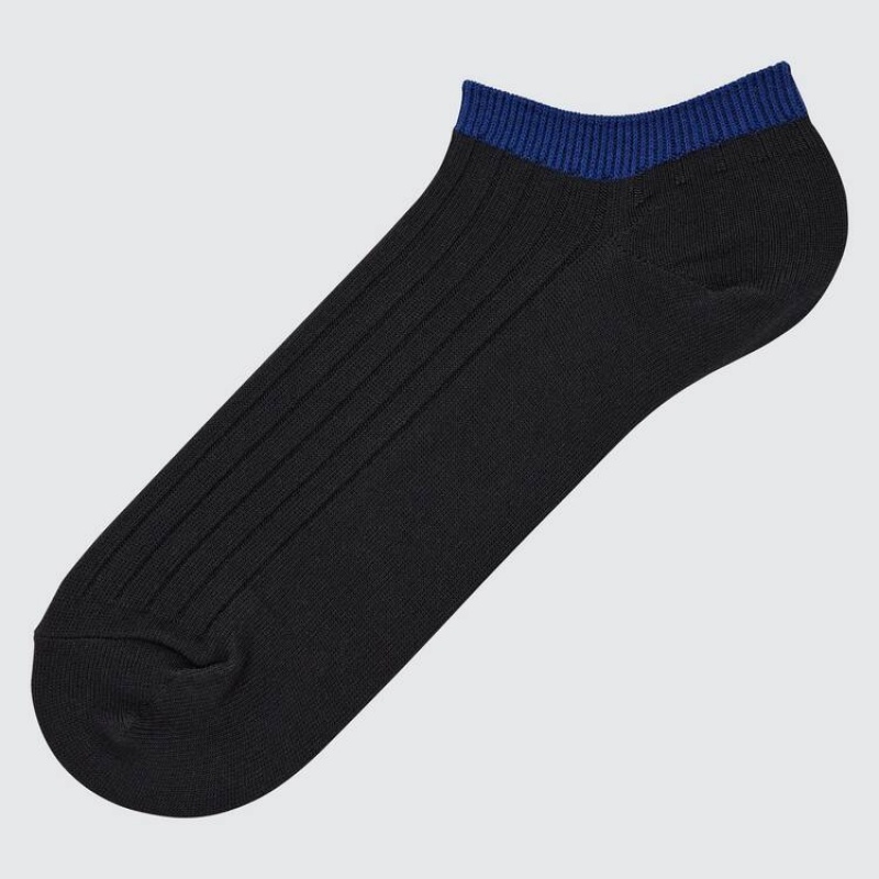 Men\'s Uniqlo Ribbed Short Socks Black | GOBZ-85276