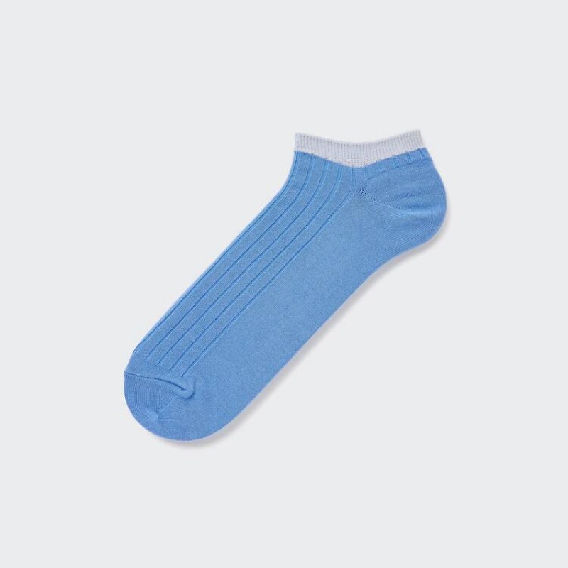 Men\'s Uniqlo Ribbed Short Socks Blue | CZAS-98234