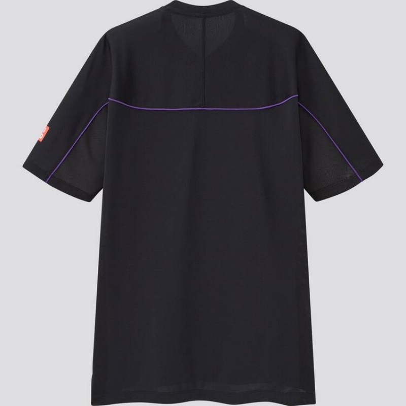 Men's Uniqlo Roger Federer Dry-ex Us 2021 (2021 Season) Polo Shirts Black | YEST-87403