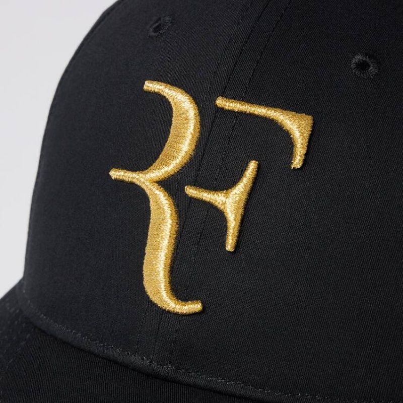 Men's Uniqlo Roger Federer Rf Commemorative Caps Black | AJVF-30491