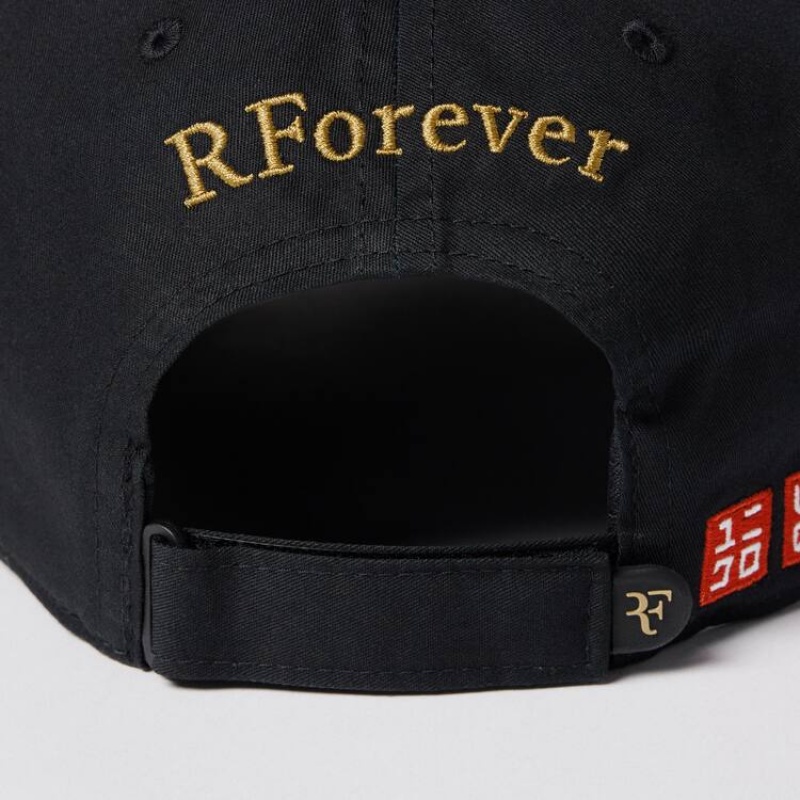 Men's Uniqlo Roger Federer Rf Commemorative Caps Black | AJVF-30491