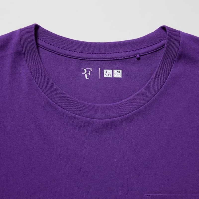 Men's Uniqlo Roger Federer Rf Graphic T Shirts Purple | VLKT-45130