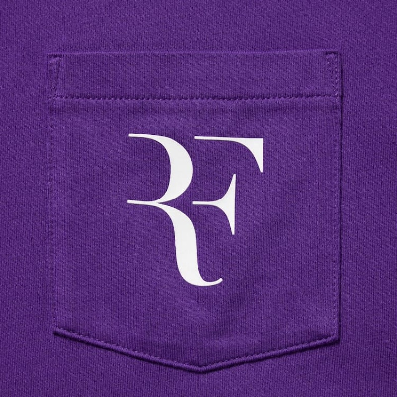 Men's Uniqlo Roger Federer Rf Graphic T Shirts Purple | VLKT-45130