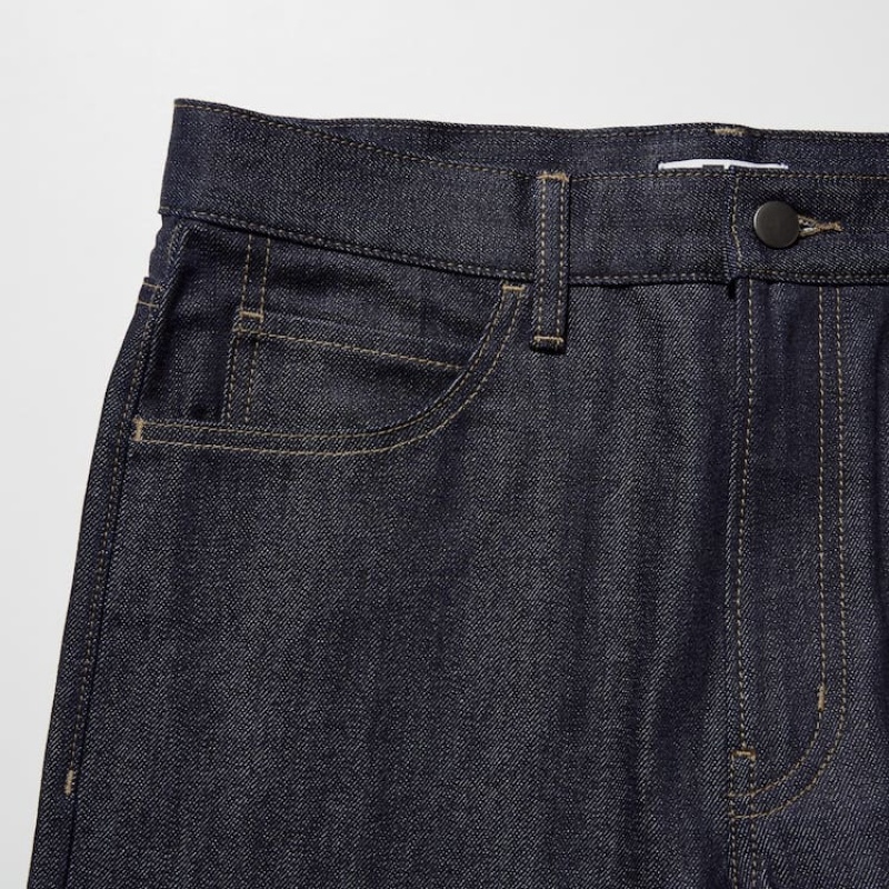 Men's Uniqlo Selvedge Regular Fit Jeans Navy | KRIU-24570