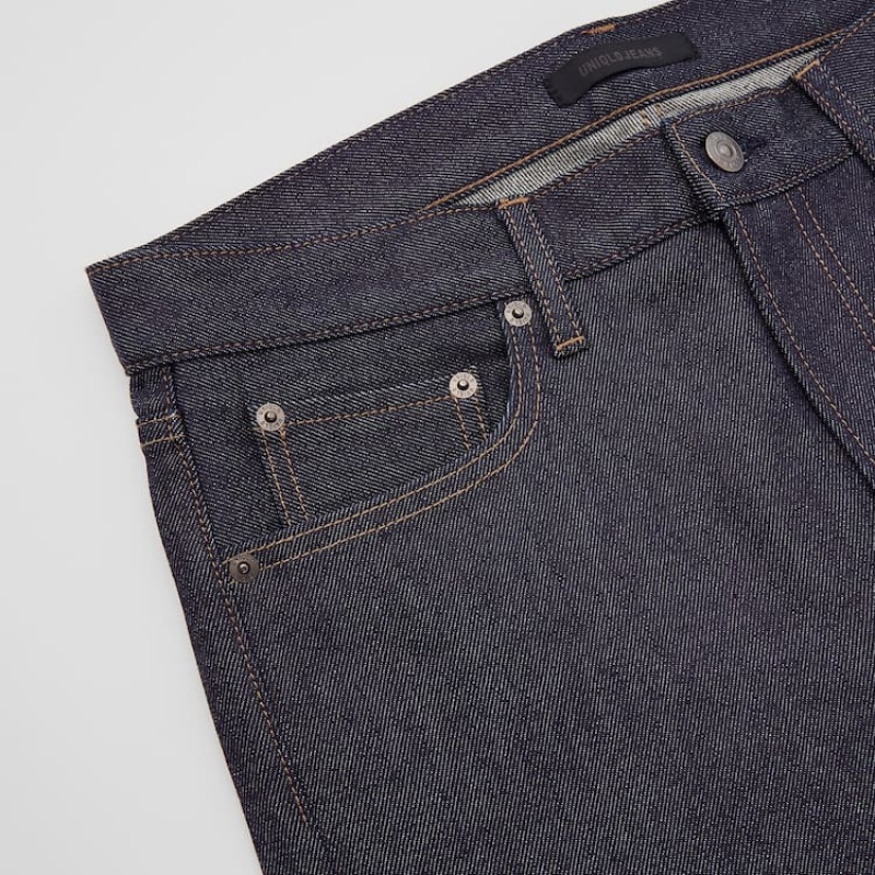 Men's Uniqlo Selvedge Stretch Slim Fit (2020 Season) Jeans Navy | VWZN-51643