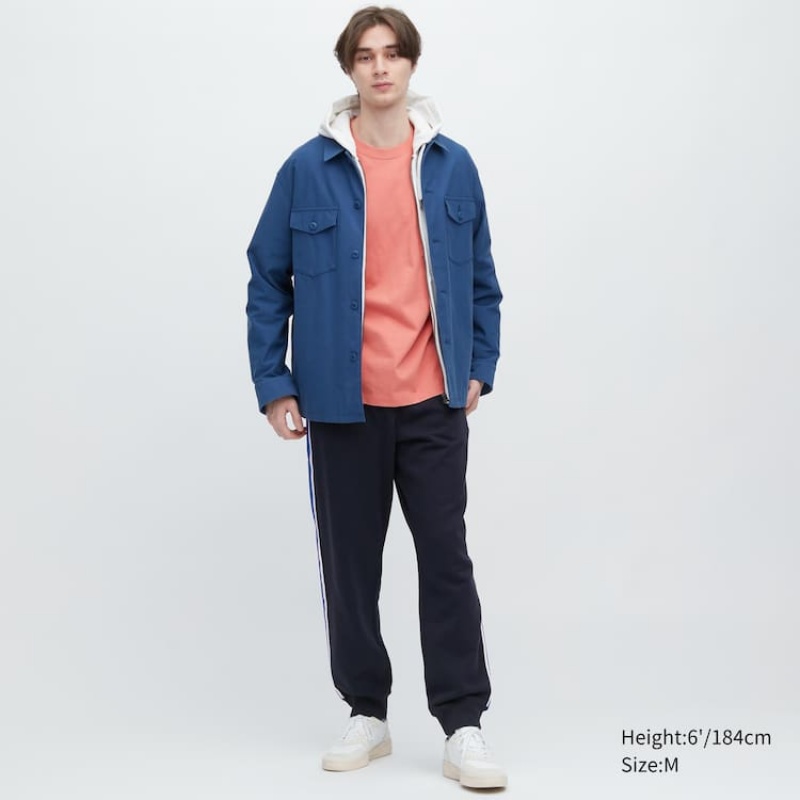 Men's Uniqlo Side Striped Jogger Navy | PEIJ-69372