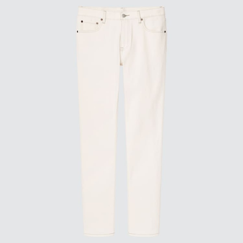 Men's Uniqlo Slim Fit Jeans White | AIKV-97458