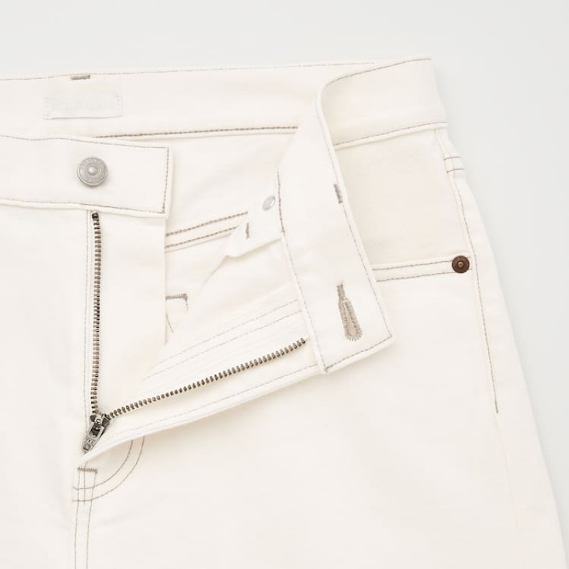 Men's Uniqlo Slim Fit Jeans White | AIKV-97458