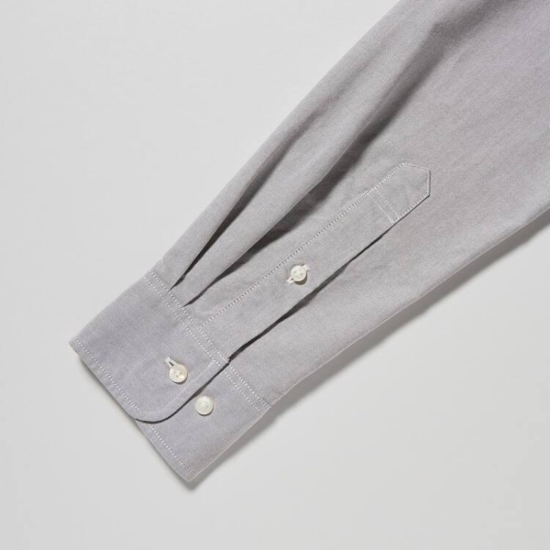 Men's Uniqlo Slim Fit Oxford Shirts Grey | FGRN-96572