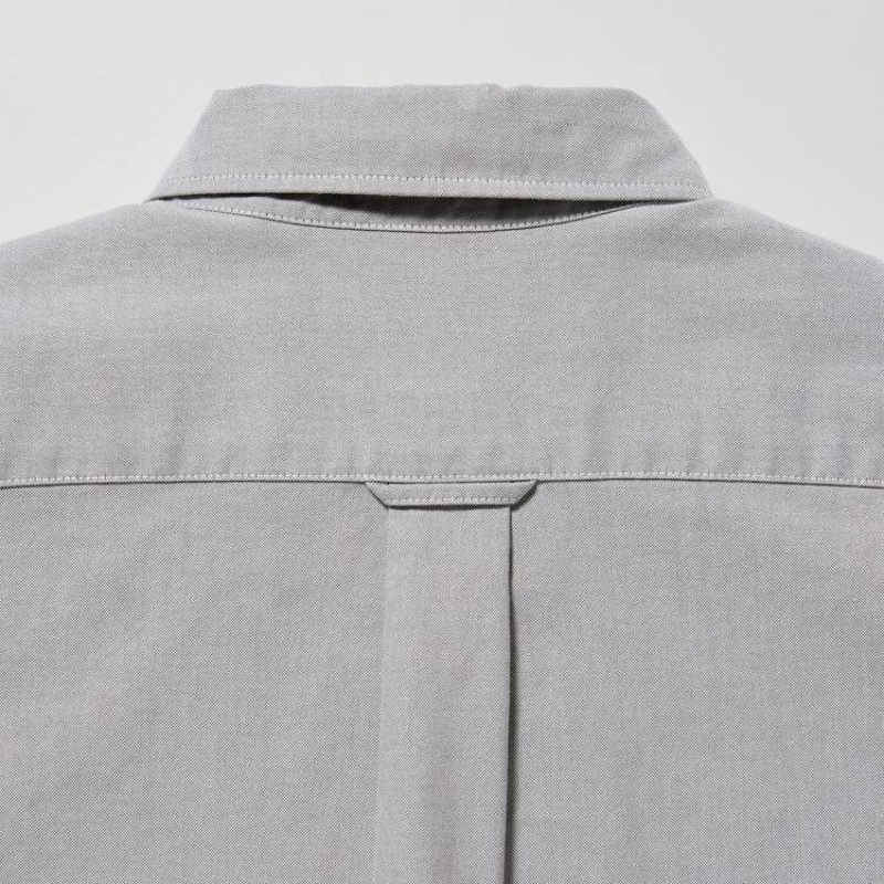 Men's Uniqlo Slim Fit Oxford Shirts Grey | FGRN-96572