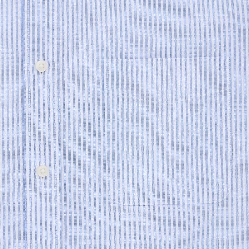 Men's Uniqlo Slim Fit Striped Oxford (Button-down Collar) Shirts Blue | KDGO-73980