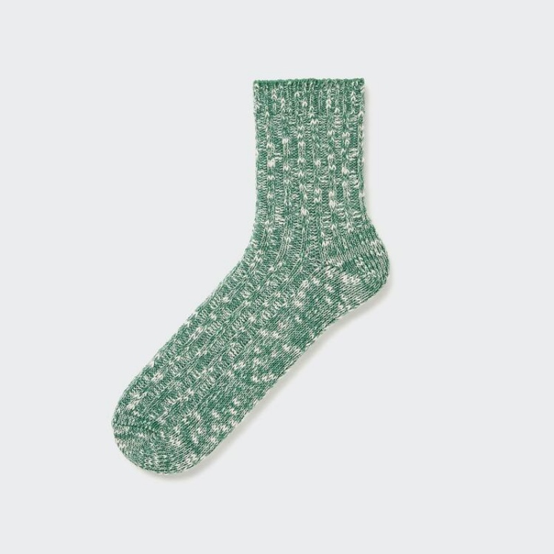 Men\'s Uniqlo Slub Half Socks Green | NAFB-96478