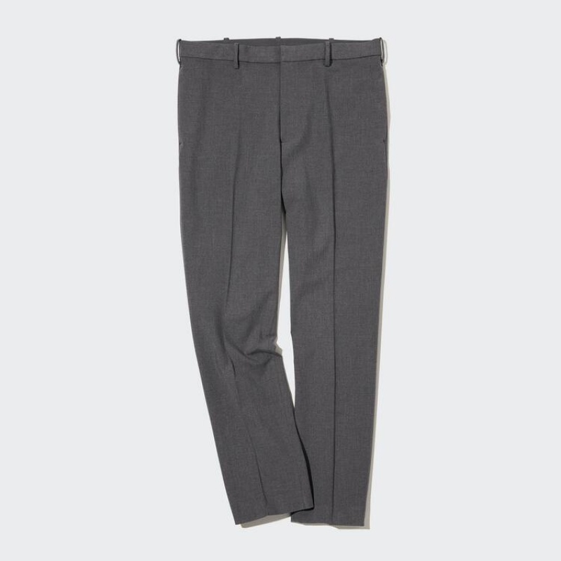 Men's Uniqlo Smart Ankle Length (Long) Trousers Grey | MFKE-94825