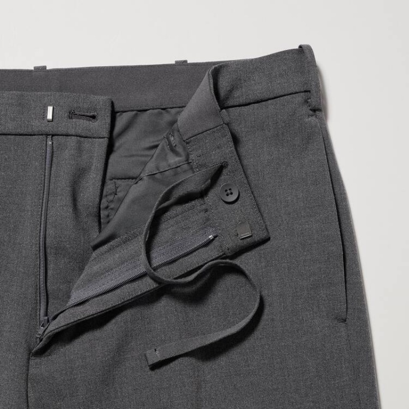 Men's Uniqlo Smart Ankle Length (Long) Trousers Grey | MFKE-94825