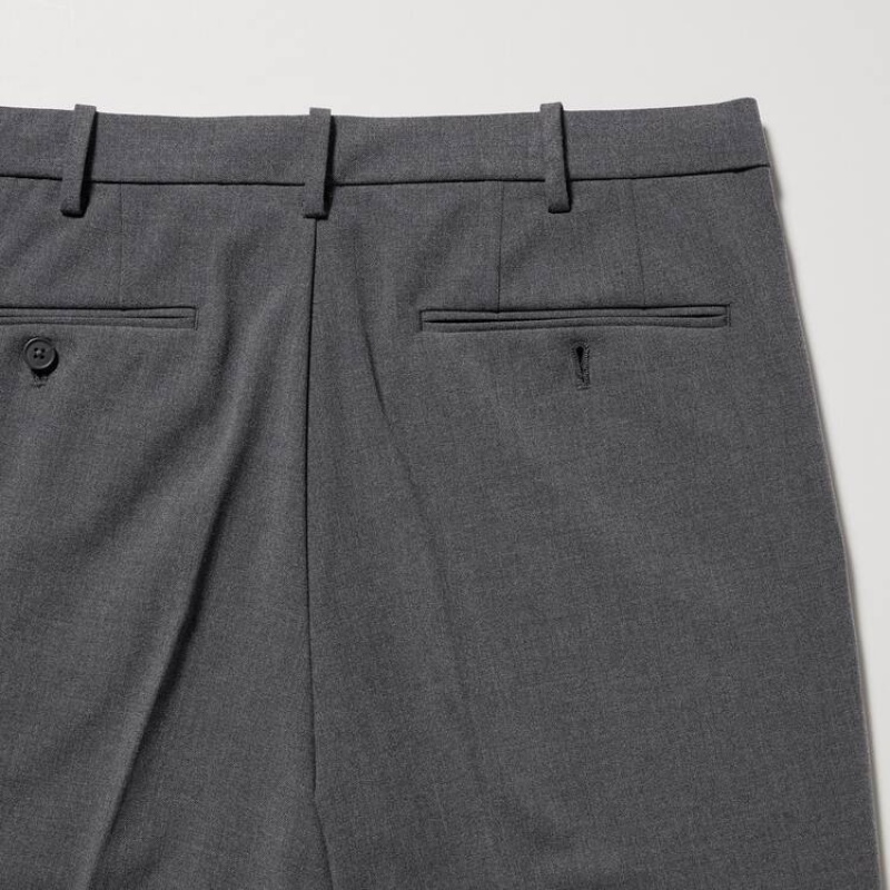 Men's Uniqlo Smart Ankle Length (Long) Trousers Grey | MFKE-94825