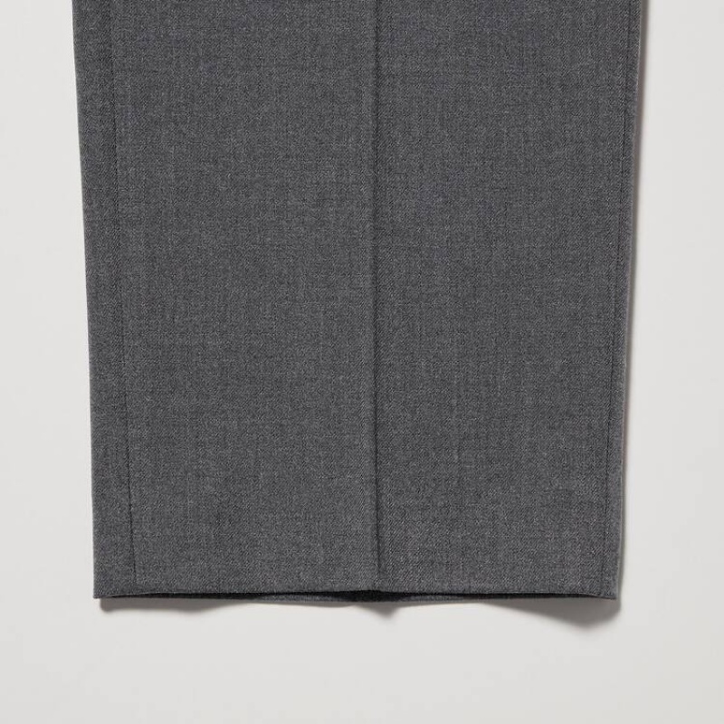 Men's Uniqlo Smart Ankle Length (Long) Trousers Grey | MFKE-94825