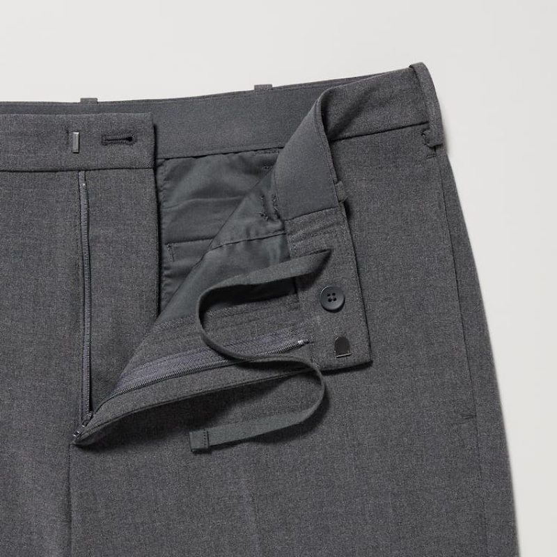 Men's Uniqlo Smart Ankle Length Suits Grey | WJLD-68704