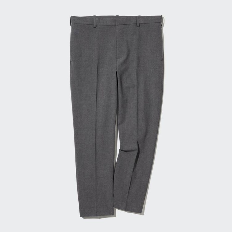 Men's Uniqlo Smart Ankle Length Trousers Grey | BXOL-80751