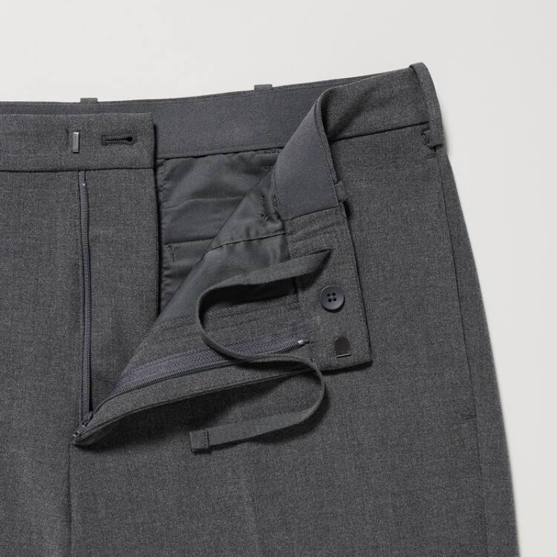 Men's Uniqlo Smart Ankle Length Trousers Grey | BXOL-80751