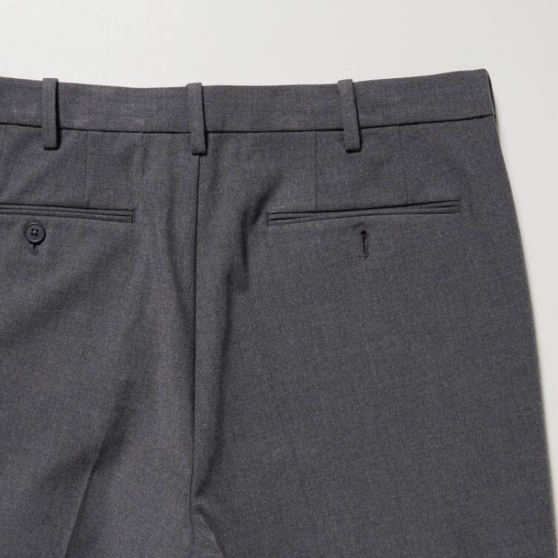 Men's Uniqlo Smart Ankle Length Trousers Grey | BXOL-80751