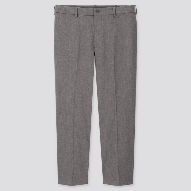 Men\'s Uniqlo Smart Comfort Ankle Length (2020 Season) Trousers Grey | GPRV-05263