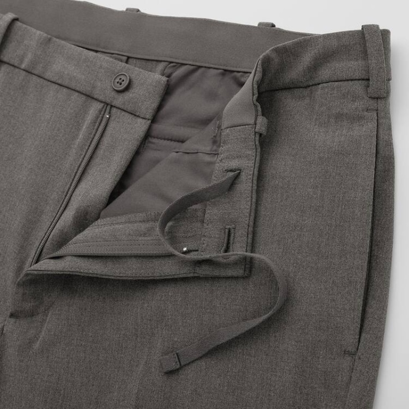 Men's Uniqlo Smart Comfort Ankle Length (2020 Season) Trousers Grey | LVQR-05372