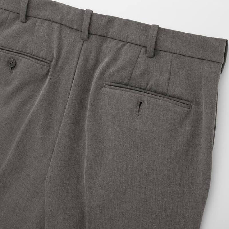 Men's Uniqlo Smart Comfort Ankle Length (2020 Season) Trousers Grey | LVQR-05372