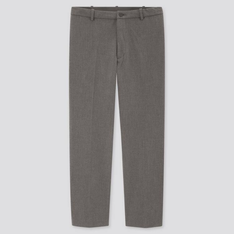 Men\'s Uniqlo Smart Comfort Ankle Length (2020 Season) Trousers Grey | LVQR-05372