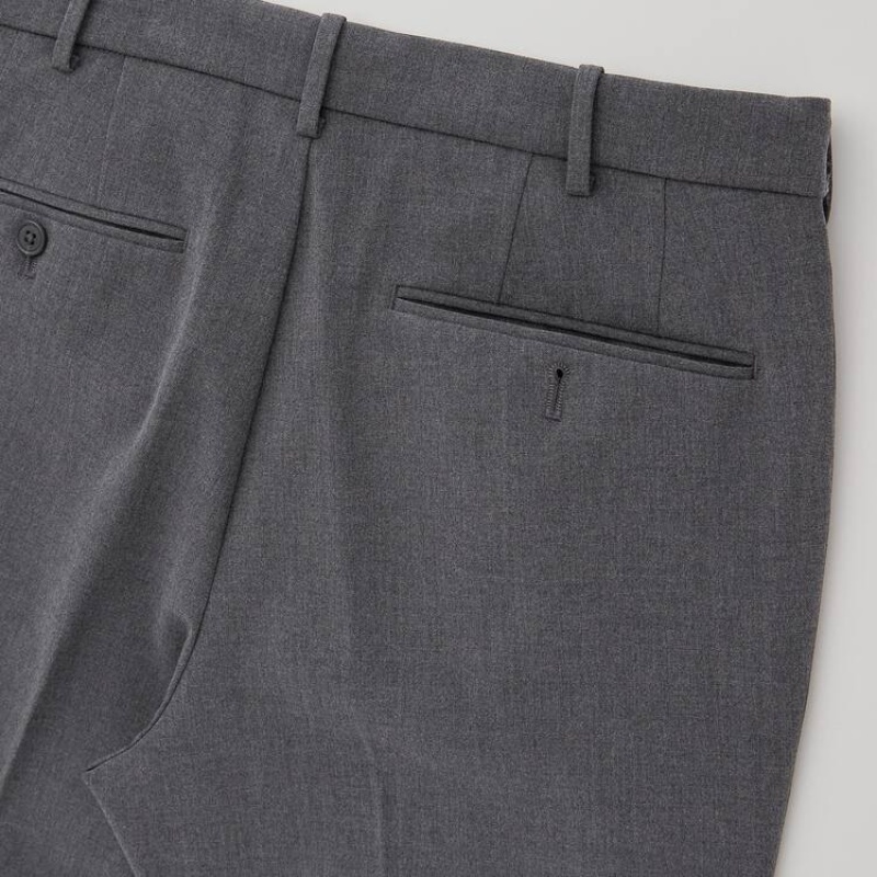 Men's Uniqlo Smart Comfort Ankle Length (2021 Season) Trousers Grey | KQRP-94285